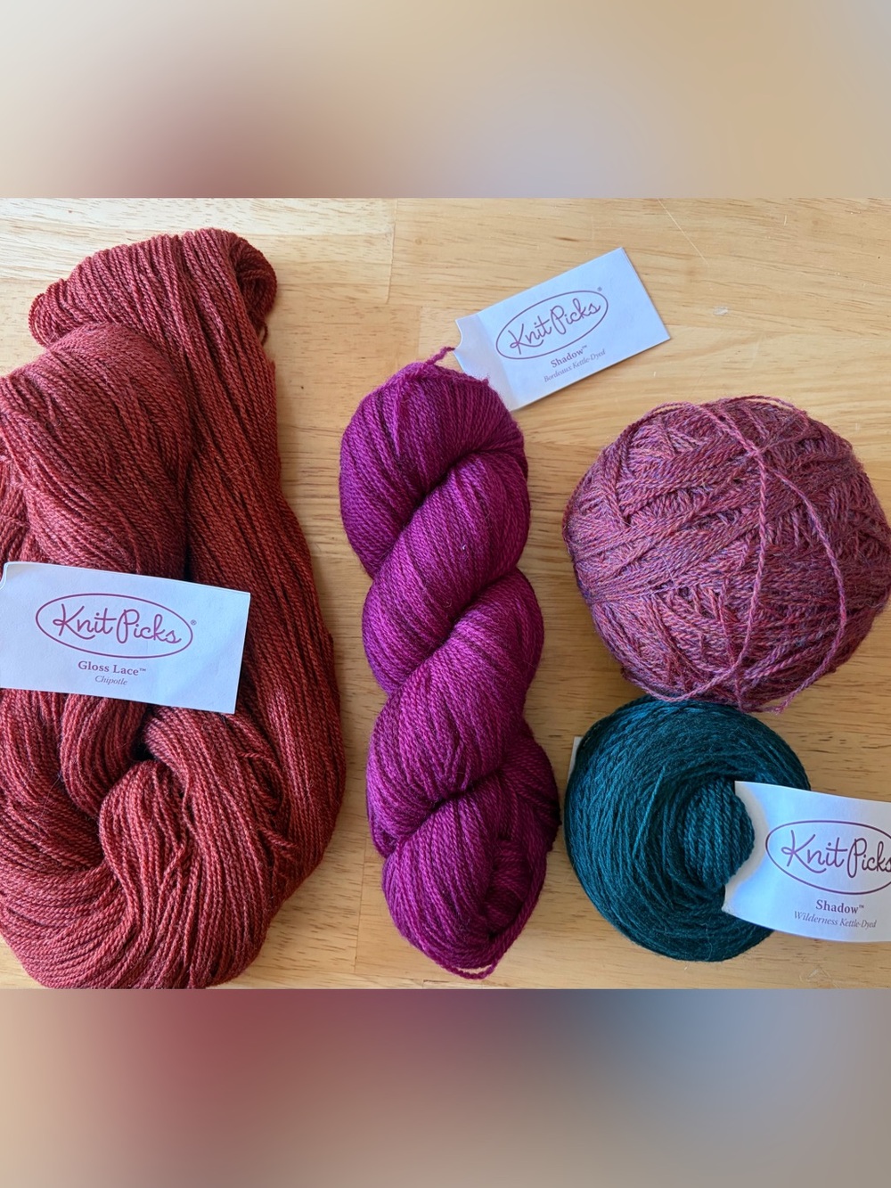 4 skeins Knit Picks Lace yarn- various colors